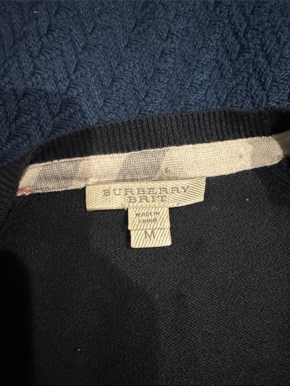 Burberry Black Cardigan with Signature Check Elbow Patches